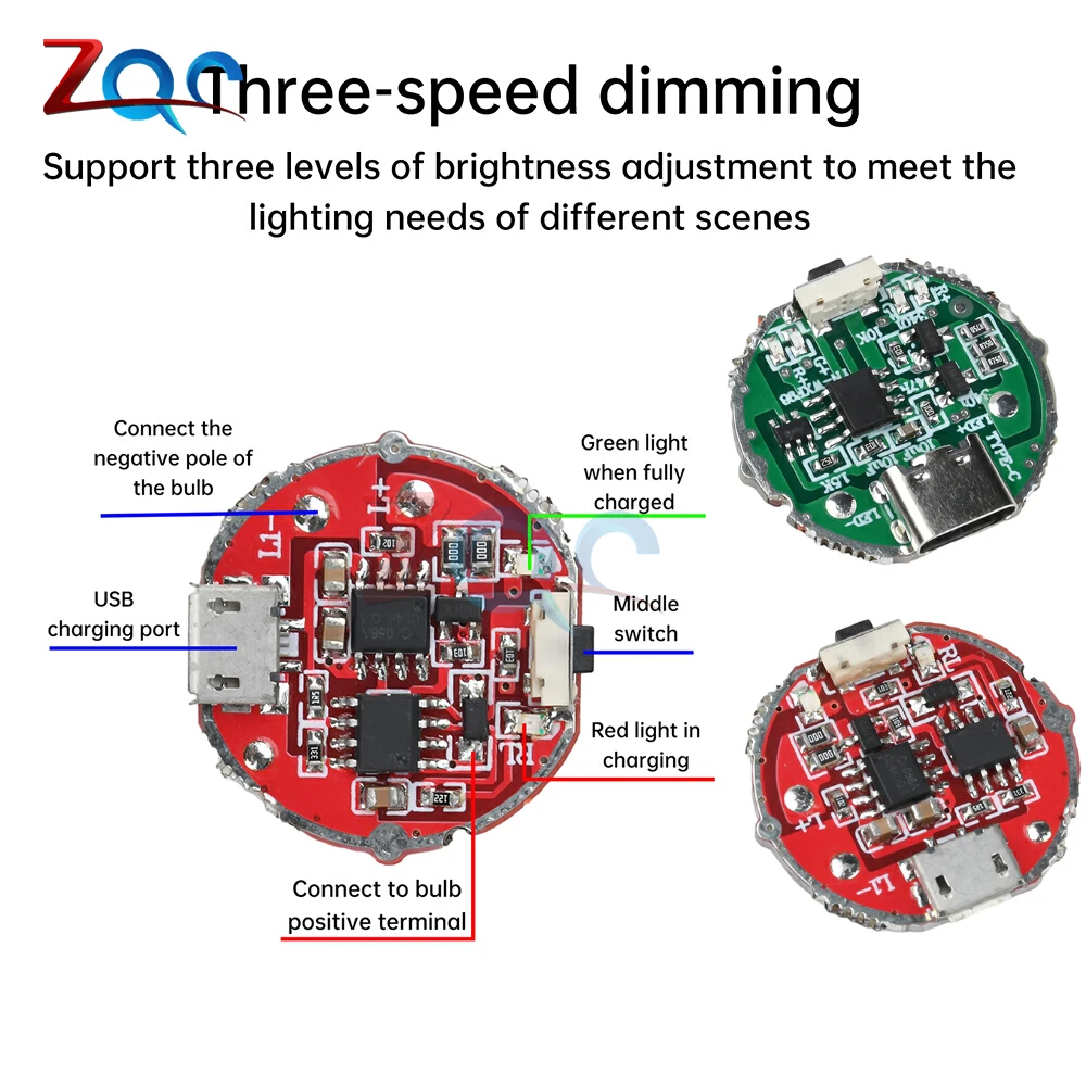 ثلاثة مستويات يعتم الجانب الصحافة مصباح يدوي قوي لوحة للقيادة التبديل لوحة دوائر كهربائية DIY الملحقات مناسبة لخرز الضوء 10 واط