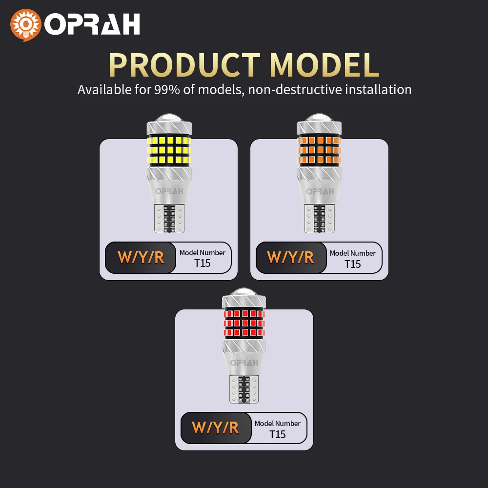 Oprah 2x T15 W16W Светодиодный автомобильный фонарь Canbus высокой мощности 57SMD 2016 Автомобильный резервный фонарь заднего хода Автоматический задний сигнальный фонарь 12 В Белый Красный Желтый