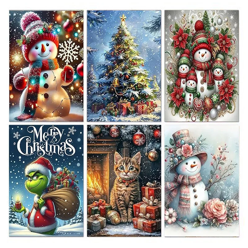 AB Diamantmalerei Weihnachten 5D Diamantmalerei (geeignet für Erwachsene und Anfänger) DIY Mosaik Weihnachtskatzenmalerei