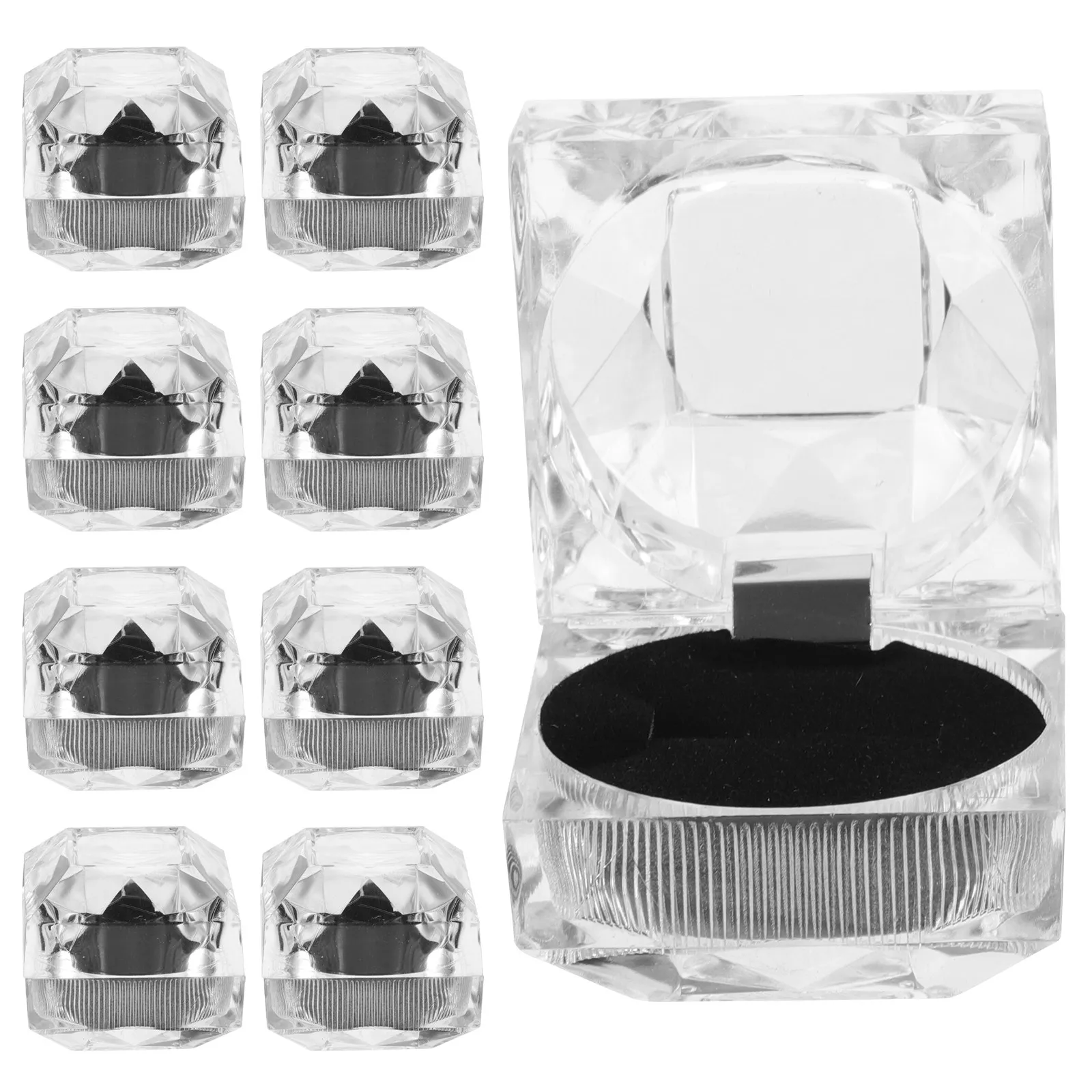 

Набор из 10 акриловых шкатулок для украшений: органайзер для колец и серег, компактный демонстрационный футляр для подарков, дома и путешествий