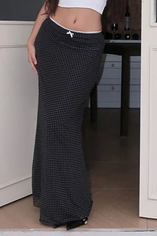 

Gagaok Lace Polka Dot Long Skirt Streetwear Women Mesh Double Layer Splicing Skirts Sexy High Waist Slimming Summer Clothes