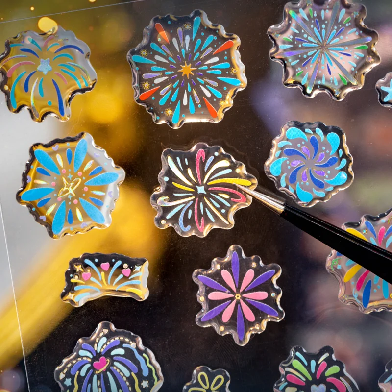 ملصق فضي ليزر على شكل كوكبة مهرجان الورق، ملصق رقائق مقاوم للماء ثلاثي الأبعاد من الراتنج لمجلة جراب الهاتف، هدايا إبداعية ذاتية الصنع