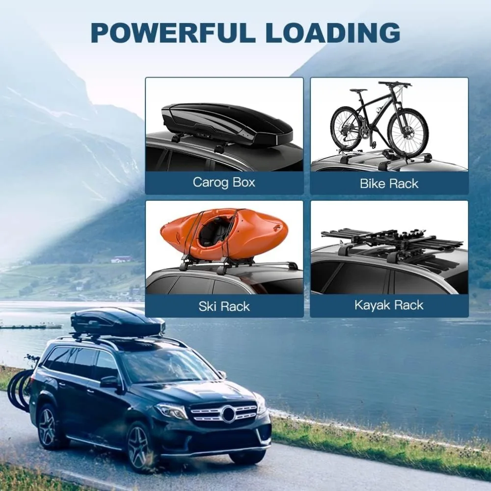 유니버설 카약 루프랙 크로스바 SUV용 2015-2020, 알루미늄 화물 레일, 2개