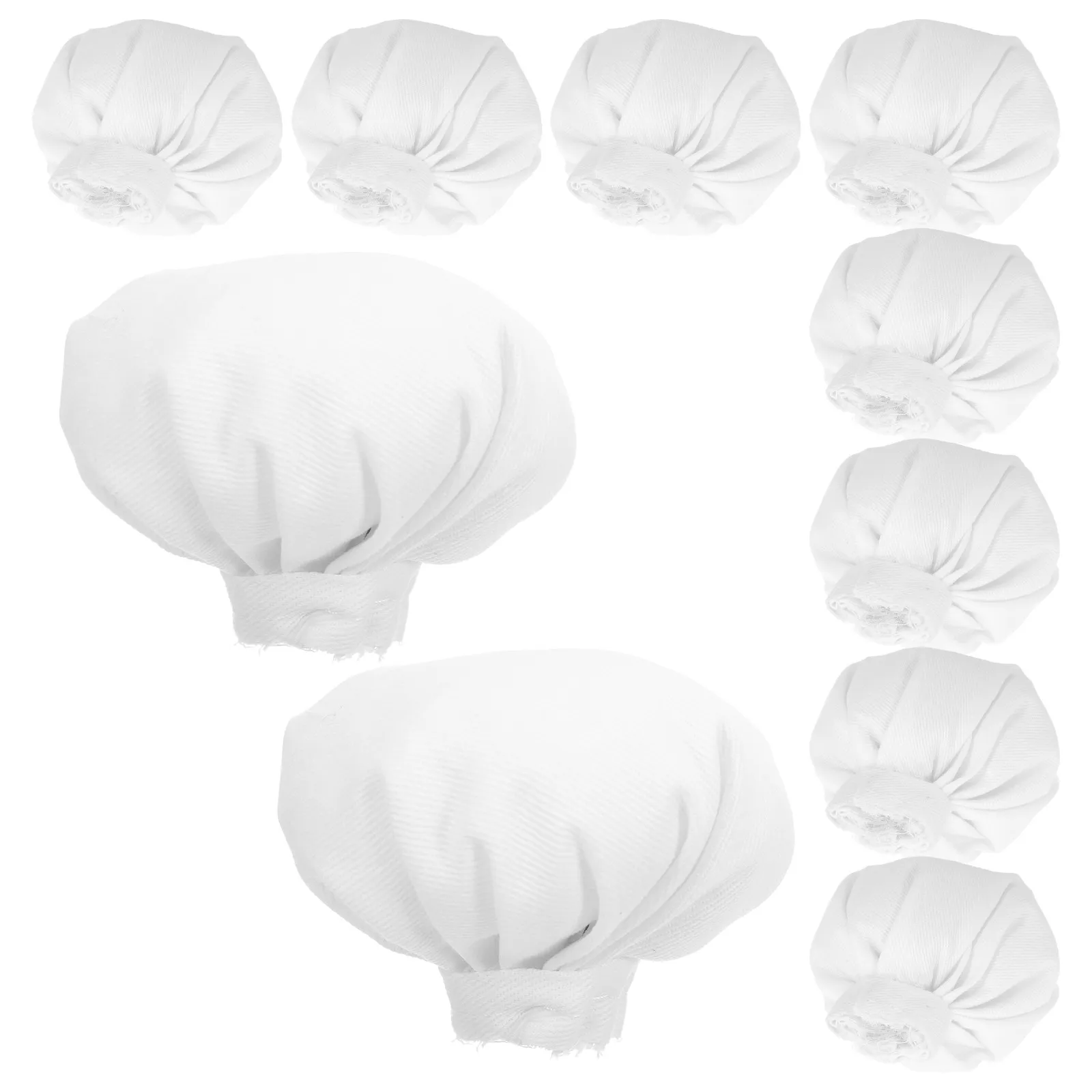 10 szt. Kieszonkowe czapki kucharskie z miękkiej białej tkaniny, mini nakrycia głowy do domków dla lalek, projekty DIY, dekoracje, rękodzieło dla dzieci.