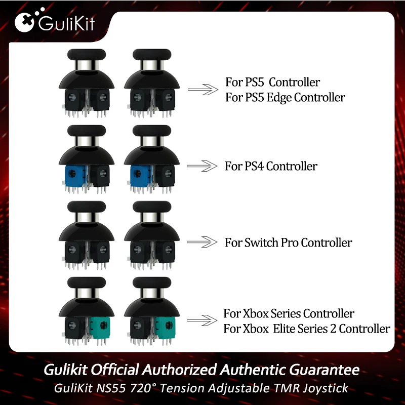 Gulikit NS55 720 °   Joystick TMR à Tension réglable pour Switch Pro PS4 PS5 Edge Xbox Series, accessoires de remplacement pour contrôleur