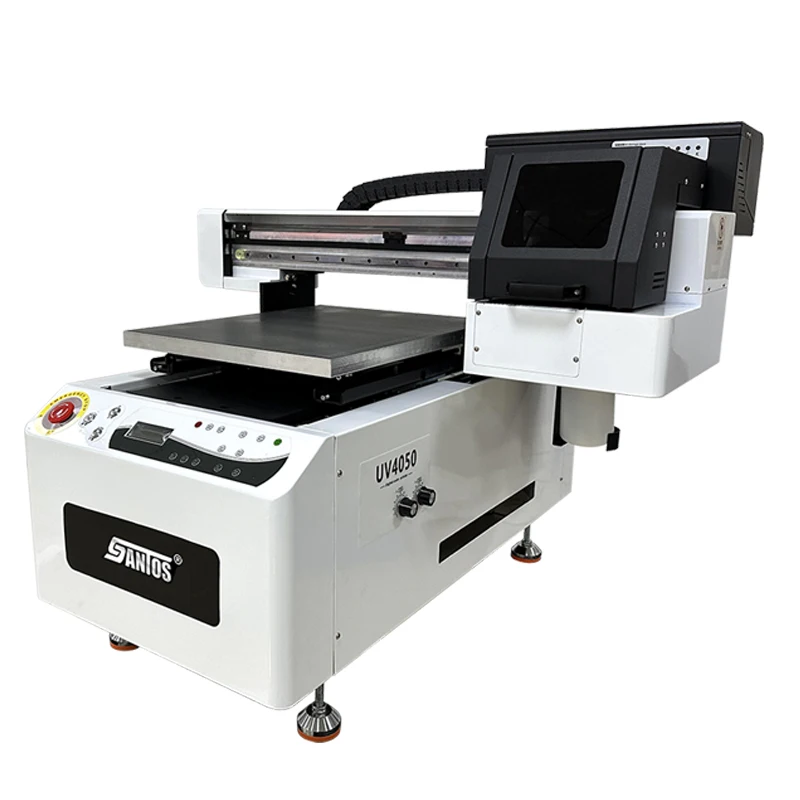 uv 4050 flatbedprinter met twee xp600/i3200u1 koppen veelkleurige cmyk witte vernis toepassing voor telefoonhoesjes