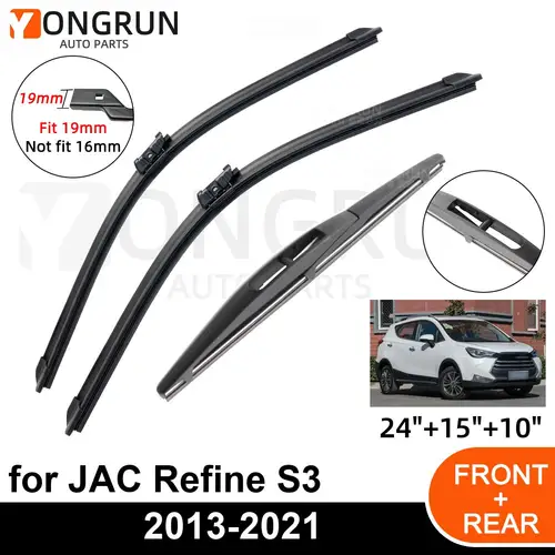 Limpiaparabrisas delantero y trasero para coche JAC Refine S3, accesorios duraderos para las cuatro estaciones, 2013, 2021, 2013, 2014, 2015, 3 piezas, 2021