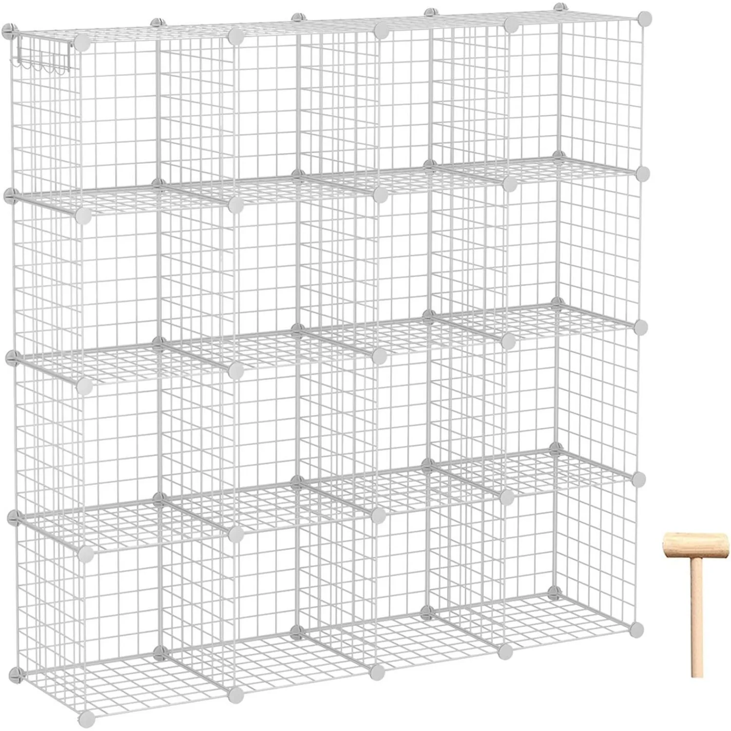 Wire Cube Storage, 16-Cube Organizer Metal Grids Storage, Bins Shelving, Modular Bookshelf Shelves, DIY Closet Cabinet Ideal