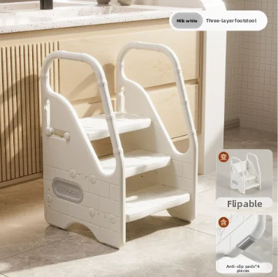 Imagen 7: Mesa de lavado para niños de dos/tres capas, taburete de escalada, taburete para lavar las manos para bebés, antideslizante y estable