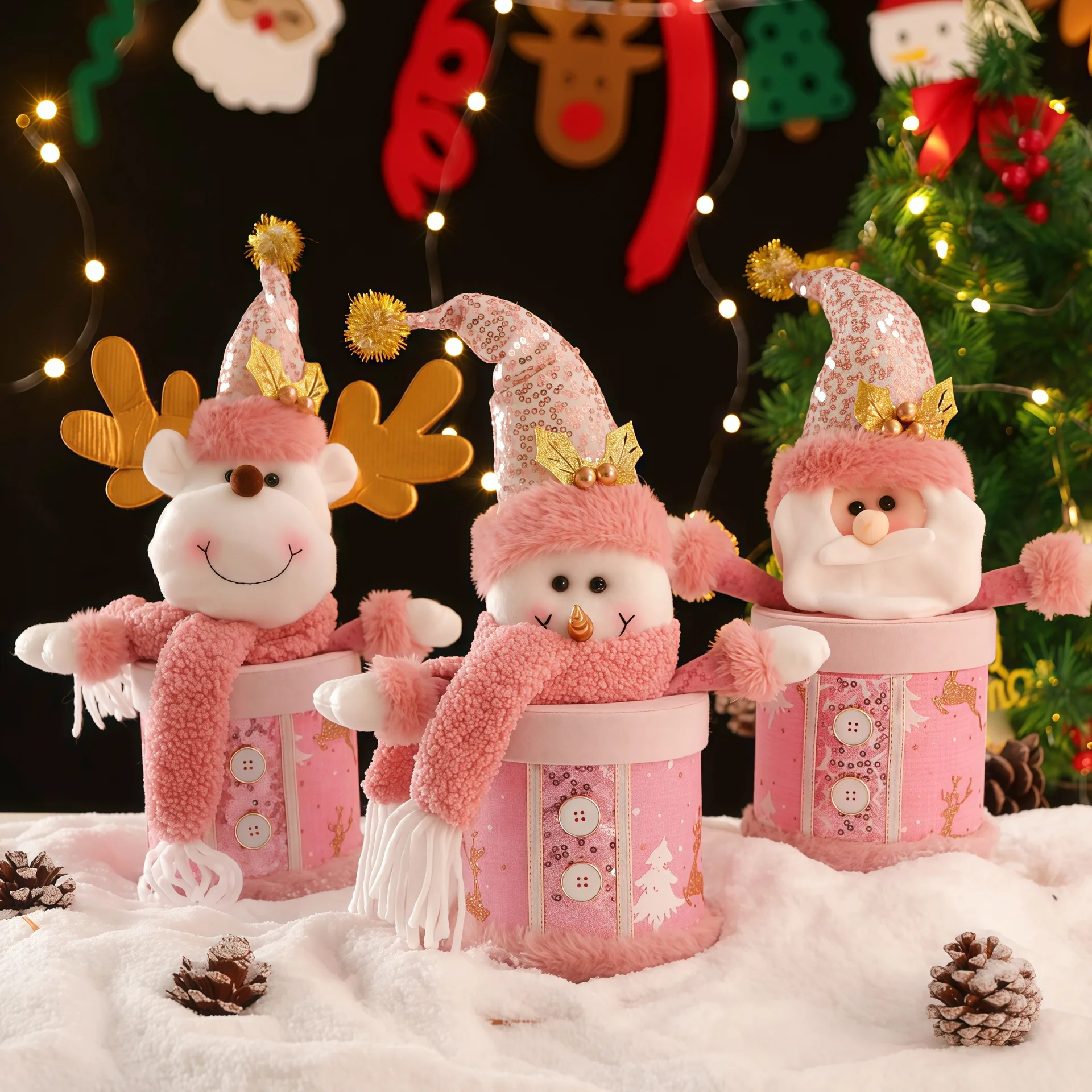 Christmas candy jar, apple gift box, Christmas Eve gift, children's gift, snowman and deer figurine packaging creative gift box