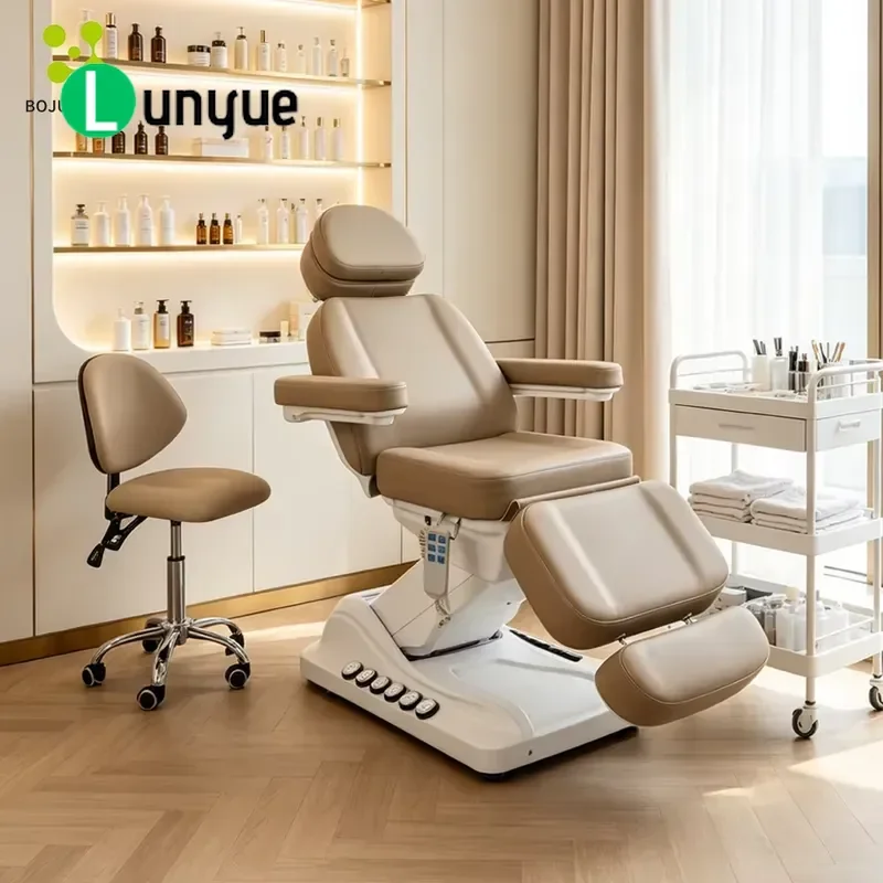 Custom Luxury 3-Motor Electric Beauty Bed Adjustable Height Backrest Leg Support LED Dual-Control for Facial Spa Tattoo