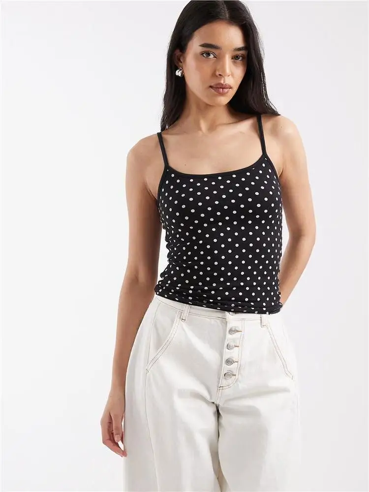 American Style Spicy Girl Base Shirt Women Summer Knitted Sexy Strap Vest Top Inner And Outer Wear Nylon Fiber H-Model Citywalk
