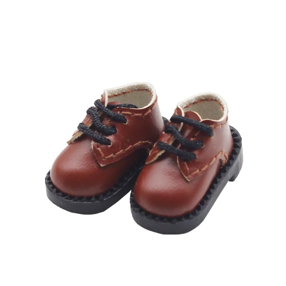

1Pair Accessories PU Leather 1/12 Shoes Shoes Round Toe PU Leather Shoes Mini 1 Pair PU Shoes Children