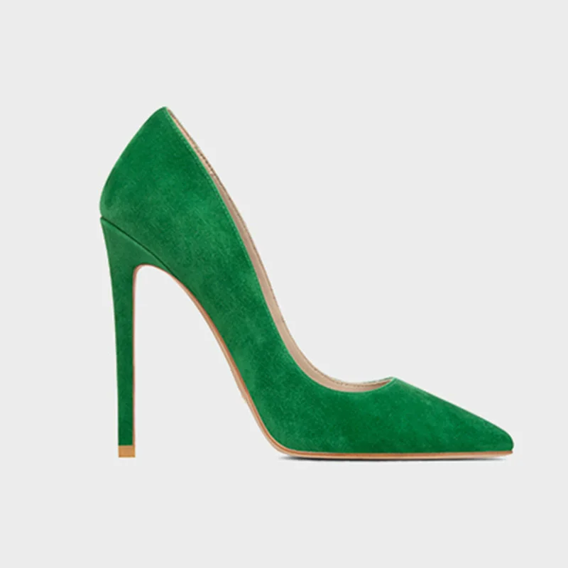

Autumn new pointed toe shallow sexy suede PU professional OL single shoes banquet dress large size thin high-heeled women's shoe