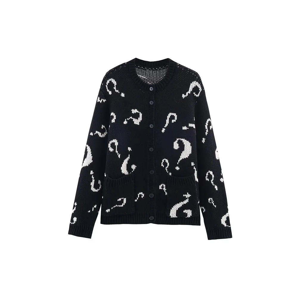 

Autumn new women's fashion simple and versatile casual jacquard knitted cardigan jacket