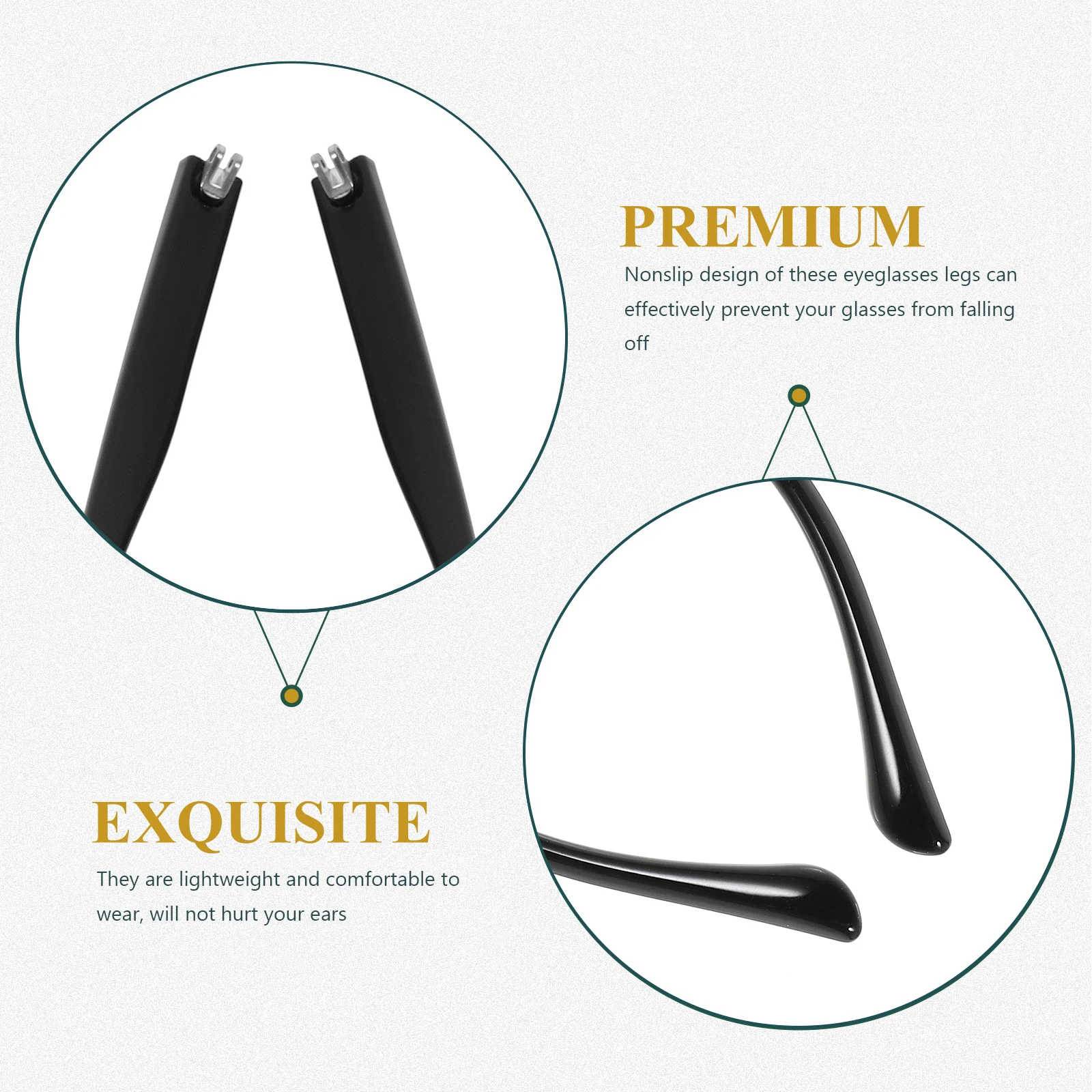 

1Pair Eyeglasses Leg Replacement Universal Non-Slip Comfortable Lightweight Suitable for Glasses Sunglasses Reading