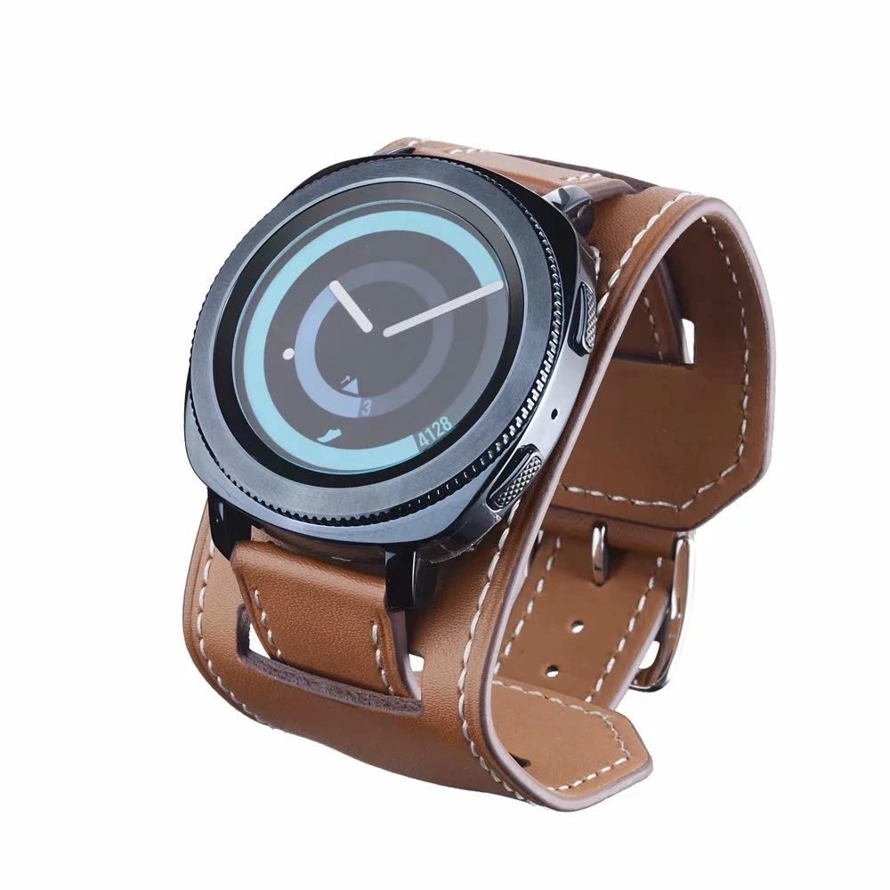 20mm 22mm Leather Band for Samsung Galaxy Watch 4 Classic 46mm 42mm/Active 2 Band for Samsung Gear Sport S3/2 Cuff Bracelet Belt