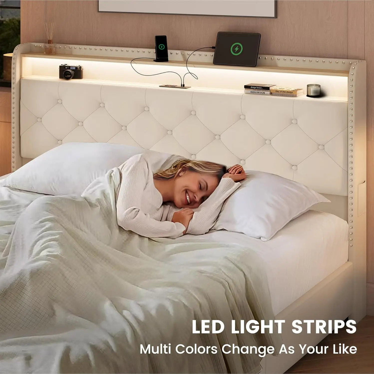 King Velvet Storage Bed 6
