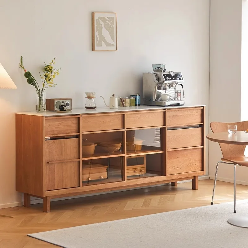 

Side cabinet Solid wood rock slab Cherry wood Japanese-style cabinet Integrated storage against the wall Locker Super packaging
