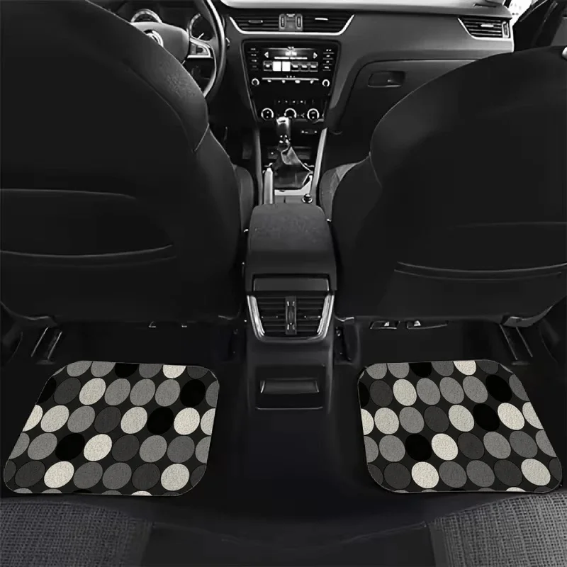 Geometric Circular Patterned Car Floor Mats Made Of Crystal Velvet Material, A Four-Piece Set Including A Trunk Mat, Travel Addi