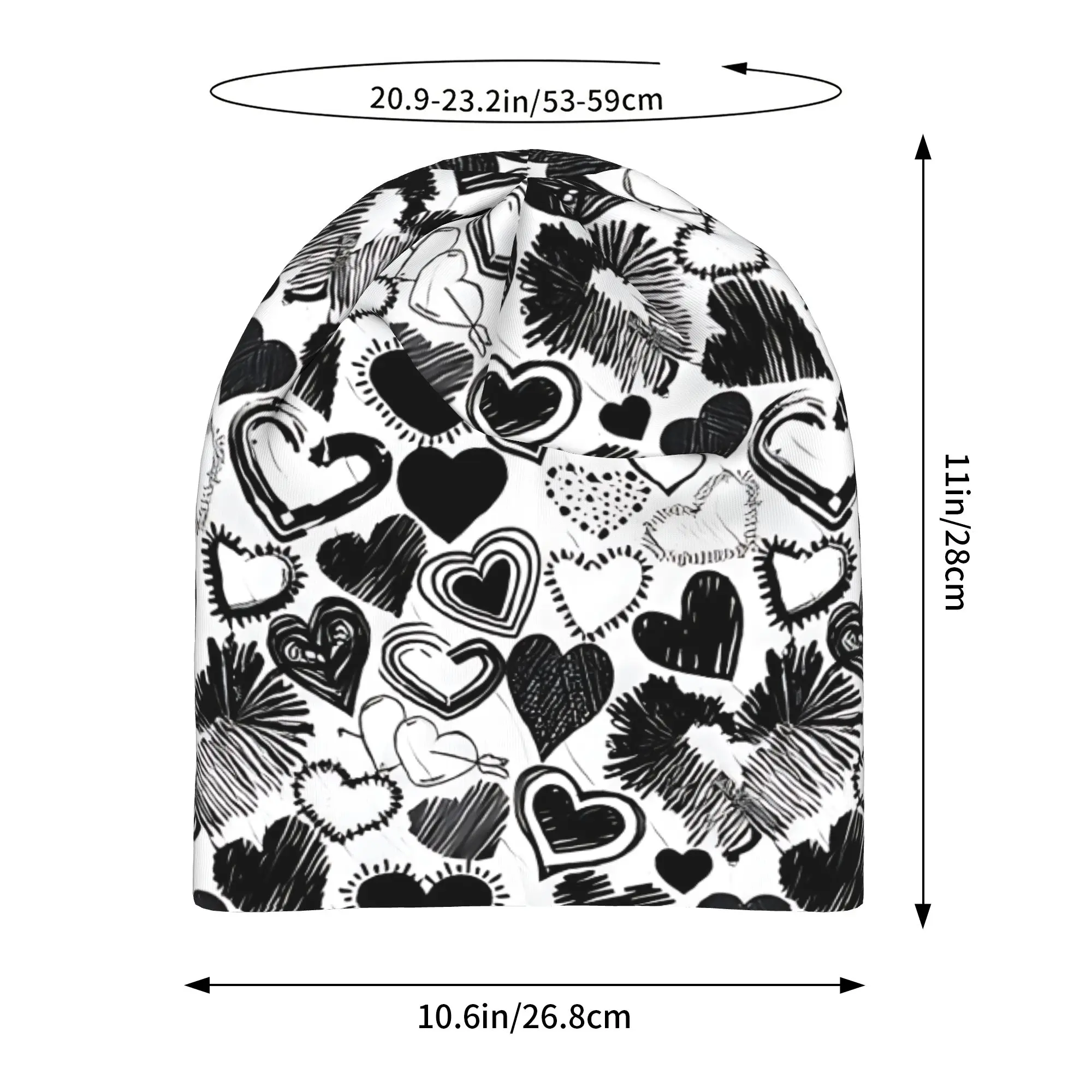 Emo Hand Drawn Hearts Thin Hat Bonnet Hats Autumn Styles  Skullies Beanies Caps Men Women's Hip Hop Ski Cap