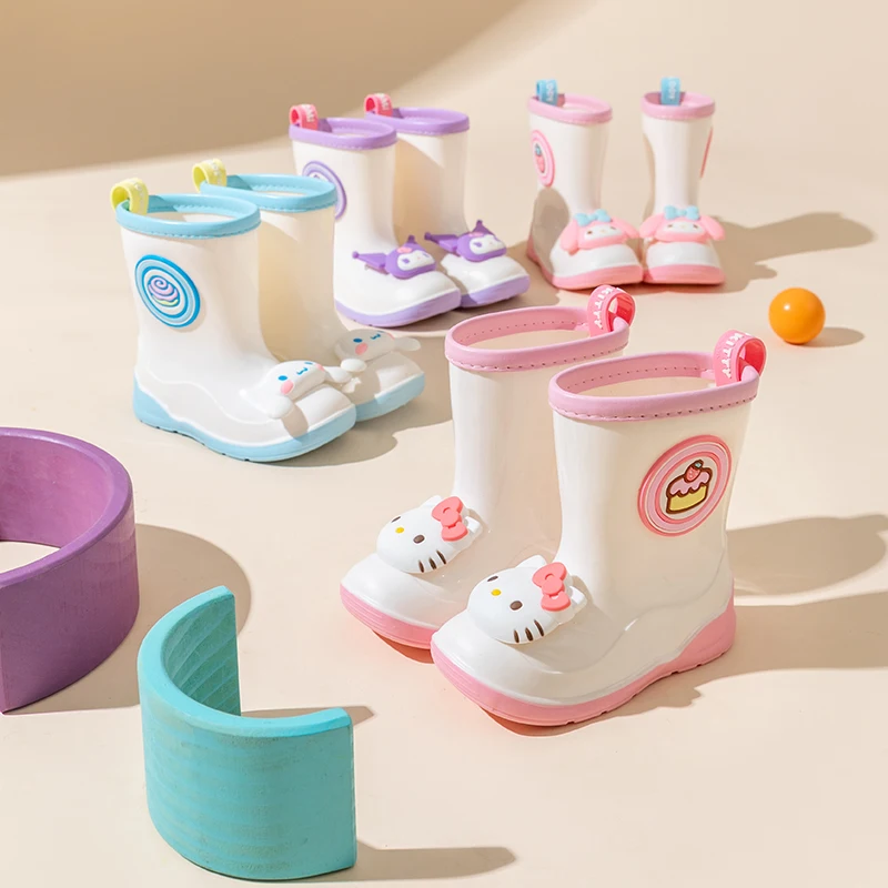 Child Rain Boots Sanrioed sanrio Girl Rain Boots Anime Cinnamoroll Kuromi Water Proof Anti-Slip Kawaii Rain Glue Boots