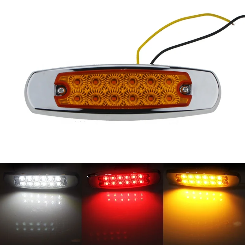 Wholesale Flame Painted Rectangular 12V/24V 12 LED Red-Amber Side Light for Car Truck