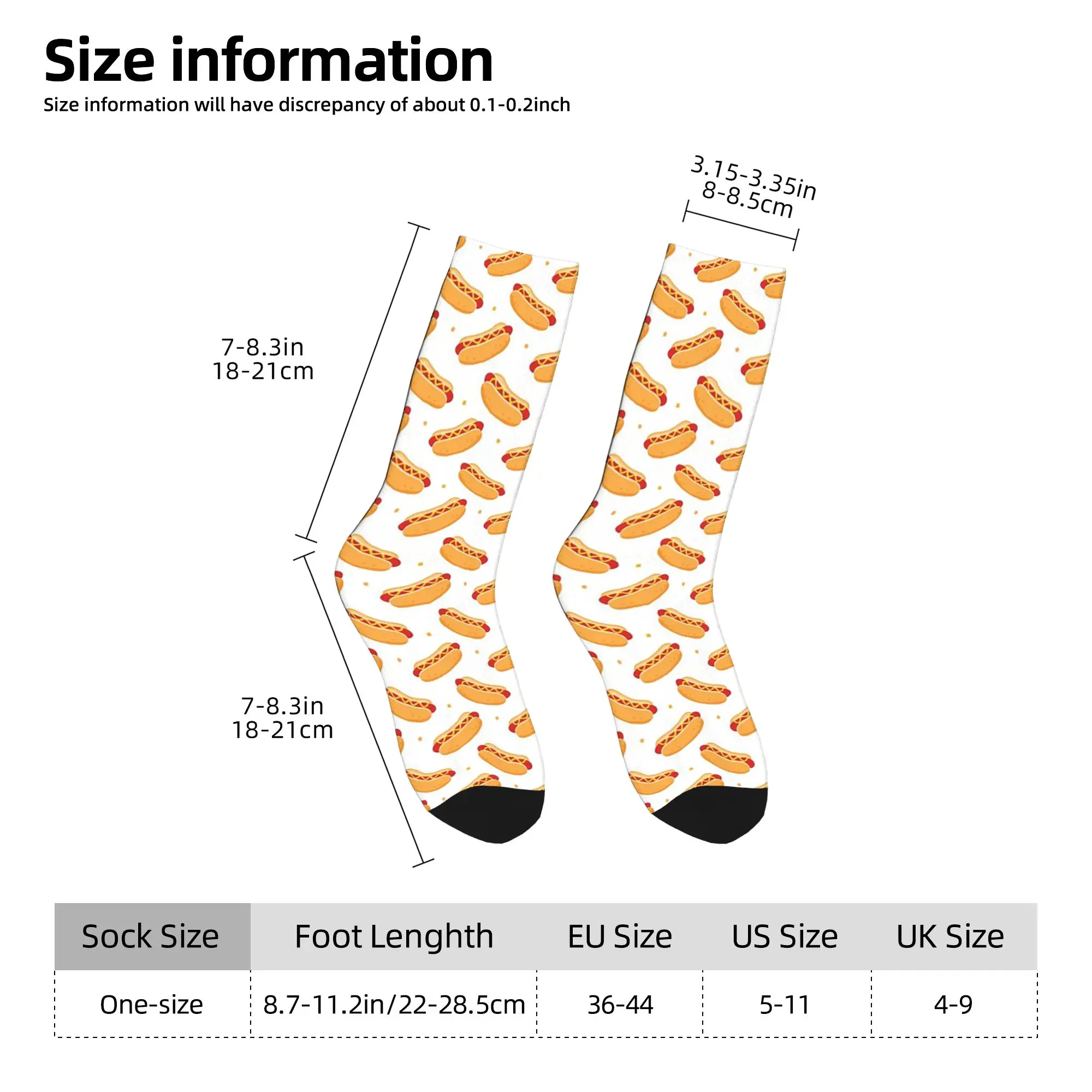 All Seasons Crew Stockings Hot Dog Food Delicious Pattern Socks Harajuku Hip Hop Long Socks Accessories for Men Women Gifts