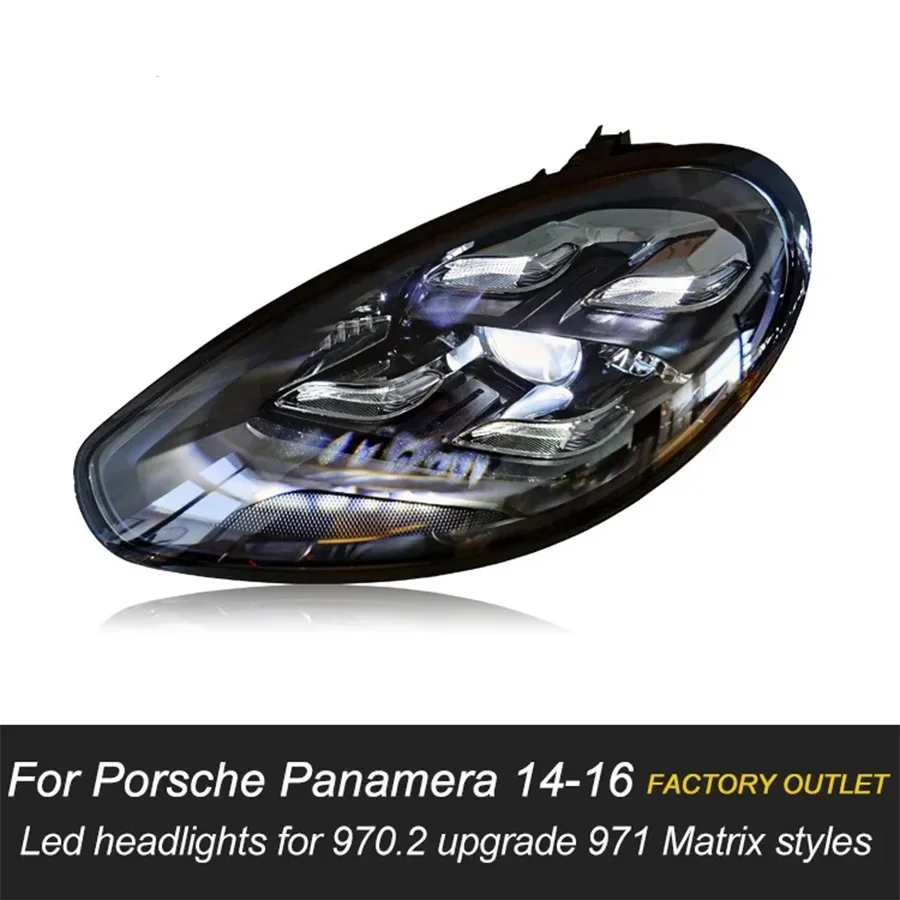 KQX Car Accessories LED Headlight For Porsche Panamera 970.2 2014-2017 DRL Projector Front Brake Turn Signal Lamp Plug and Play