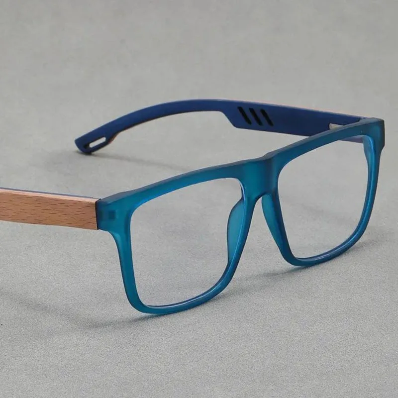 Bamboo Wood Leg Glasses Men Myopia Optical Retro Wooden Large Frame Eyeglasses Vintage Square Anti Blue Light Eyewear for Women