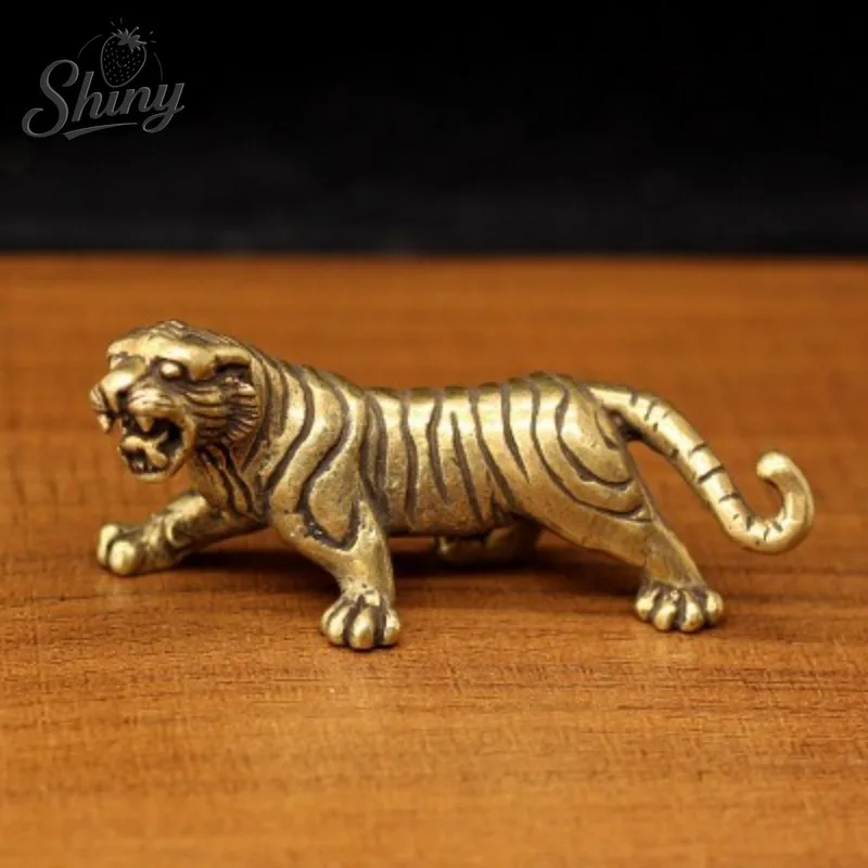

Solid Brass Small Tiger Ornaments Zodiac Mini Little Copper Tiger