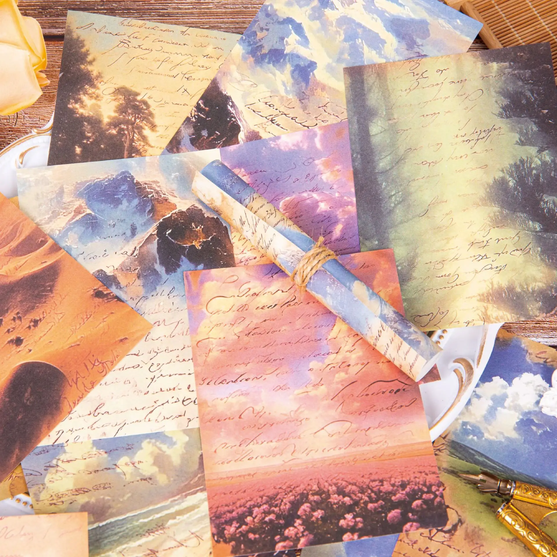 6 أنماط 30 قطعة سلسلة المناظر الطبيعية المواد ورقة المشهد موضوع ملصقات صناعة يدوية سكرابوكينغ المواد ألبوم مذكرات اليدوية