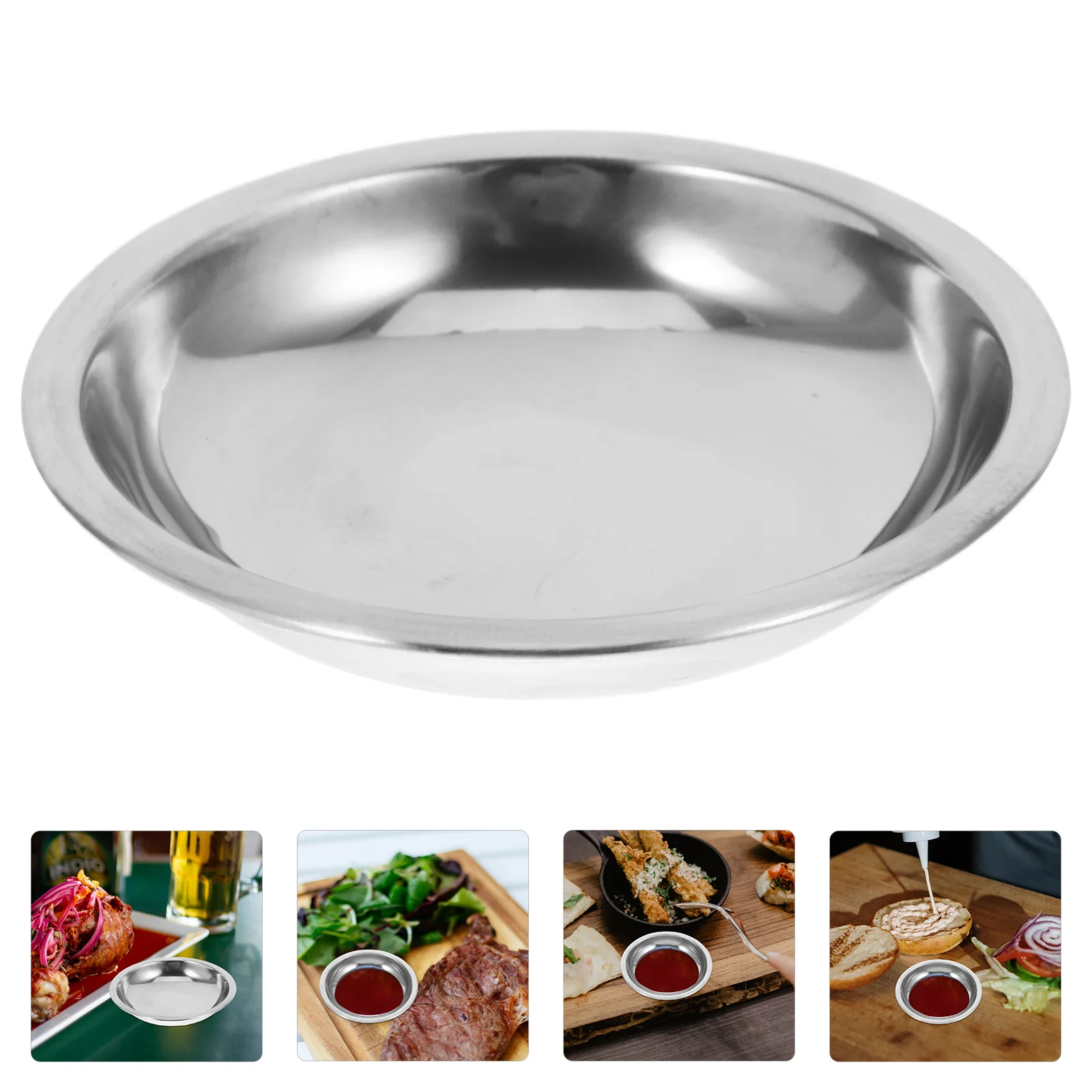 

Stainless Steel Plate Sauce Dish Soy Dishes Metal Plates Dipping Bowls Containers for Food