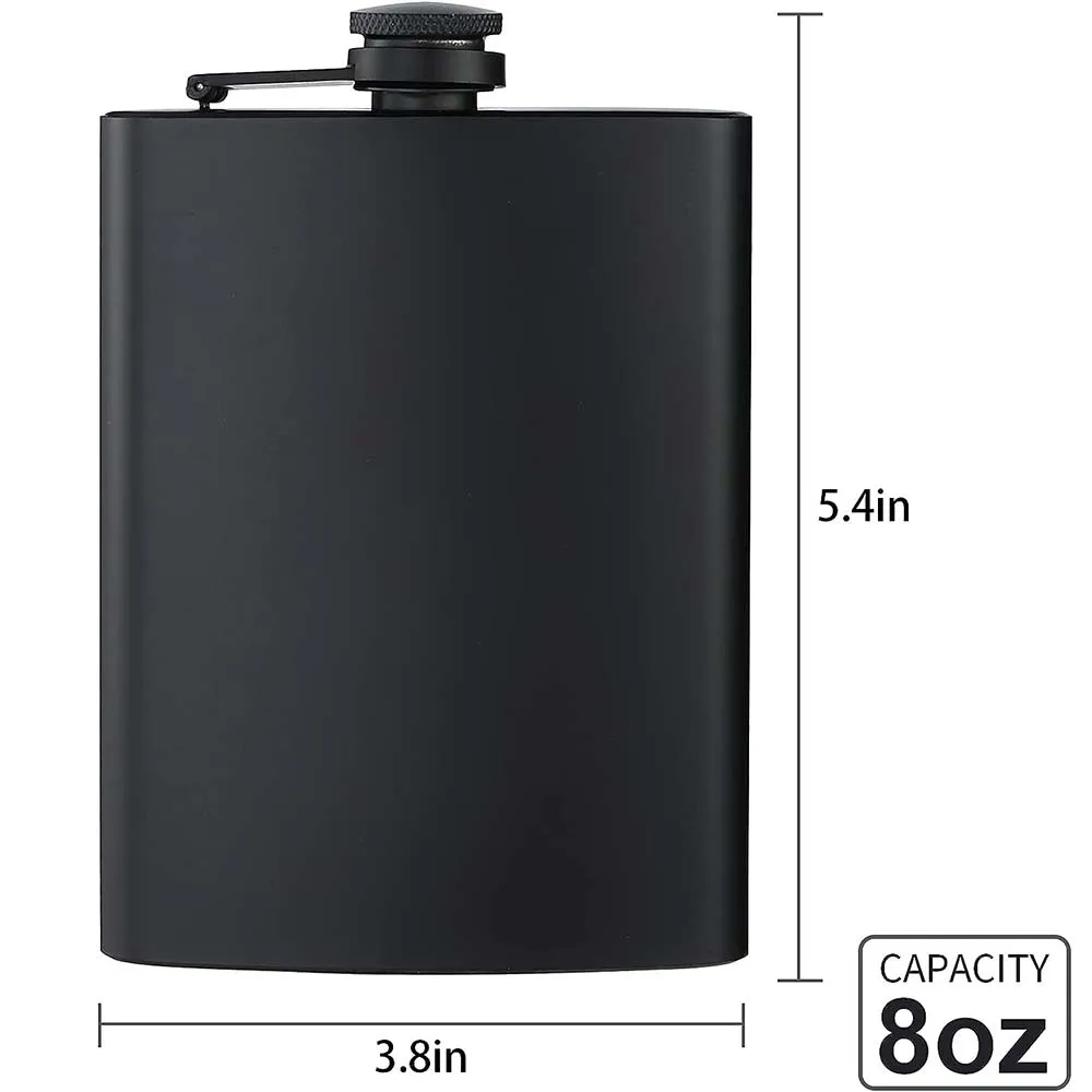 12PCS Hip Flasks for Liquor for Men Women 6/8Oz Matte Black Stainless Steel Flask with Funnels for Wedding Party Birthdays Gift