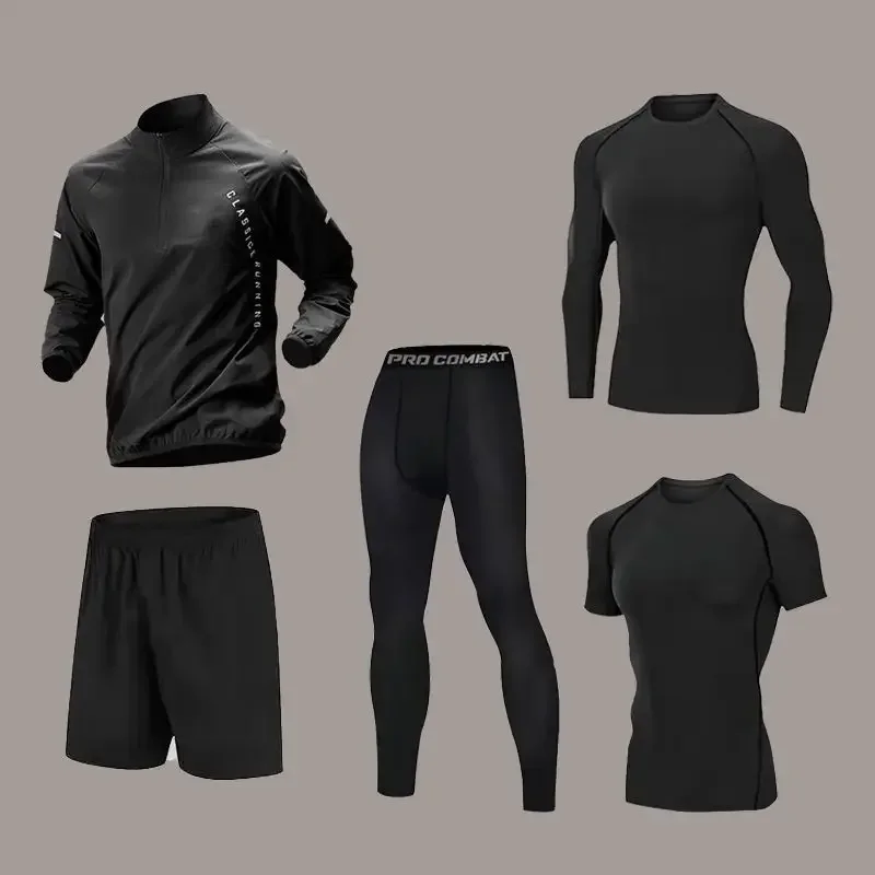 Autumn Men Zipper Long Sleeve Quick Dry Sports Training Suit Gym Running Cycling Track Wear