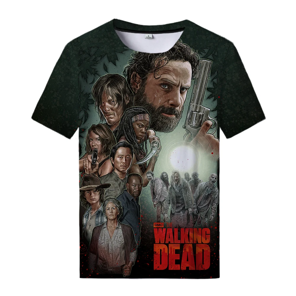 Tshirts TV The Walking Dead 3D Print Summer Tees Streetwear Crew Neck Short Sleeve Casual Oversize Men Women Kids Tops clothing