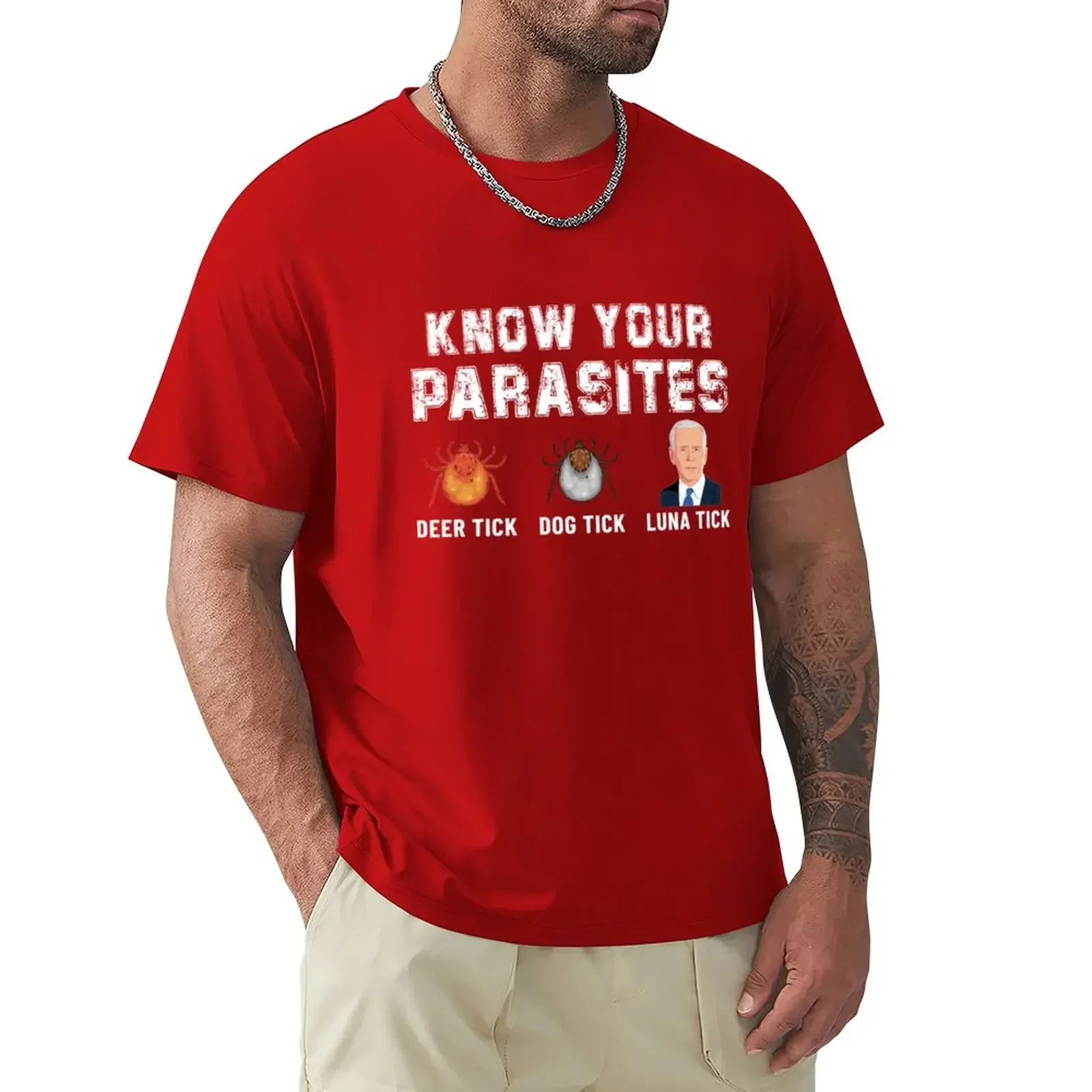 know your paresites anti Biden T-Shirt customizeds summer tops t shirts for men new in tops & tees vintage Informal Outfits