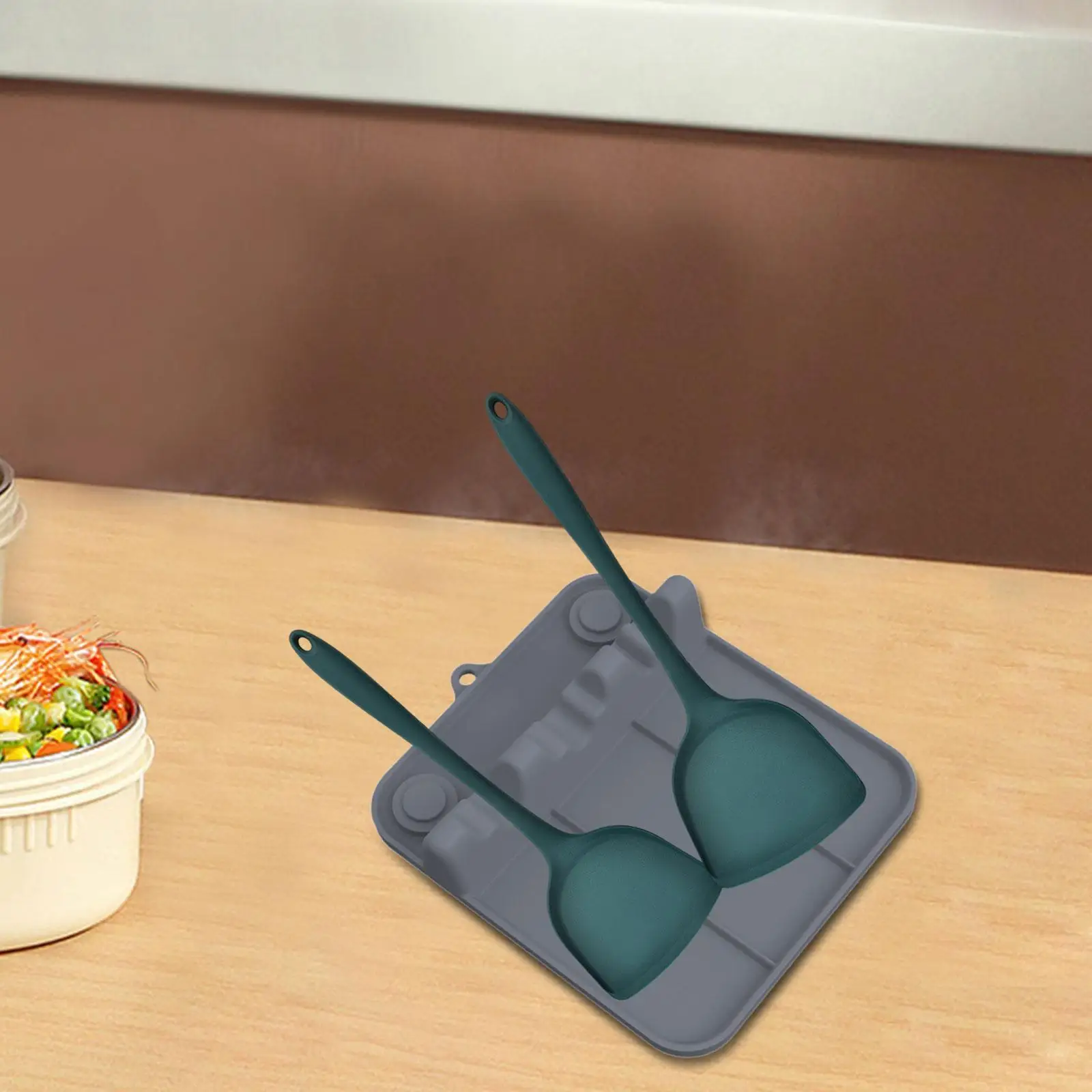 

Silicone Spoon Rest Heat Resistant Suction Cup Multiple Spoon Rest with Wide Slots Spoon Holder Placemat Kitchen Utensil Holder
