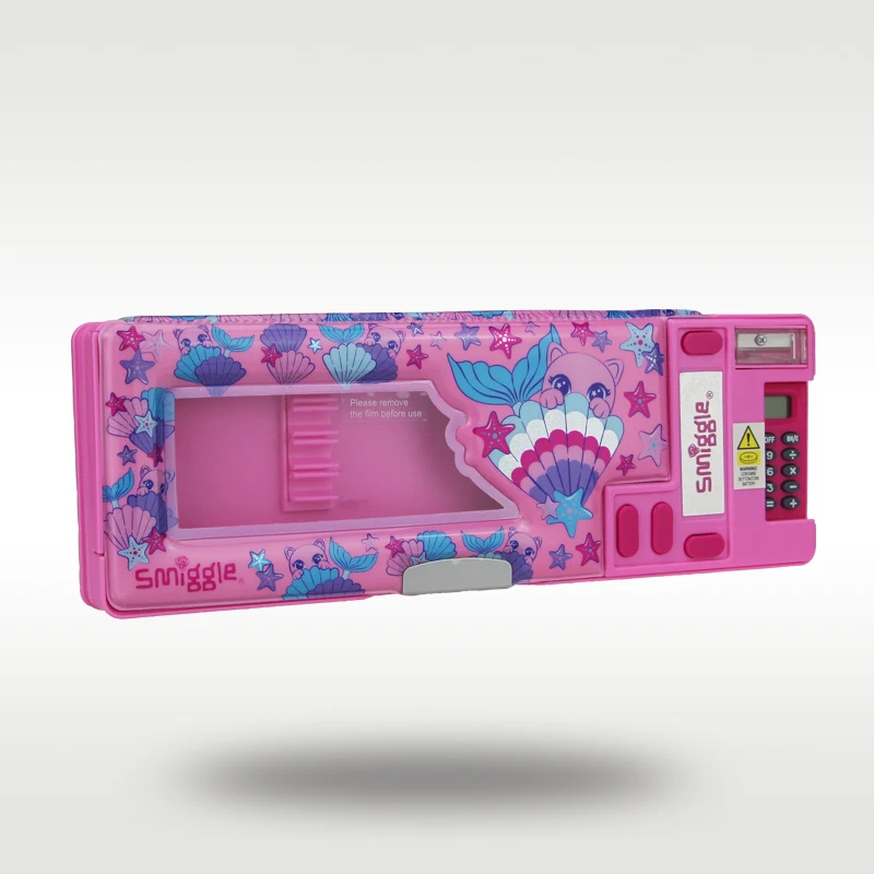 Smiggle-estuche de lápices multifuncional Original para estudiantes, bolsa de mano de gran capacidad para niña, rosa, Concha roja, gato