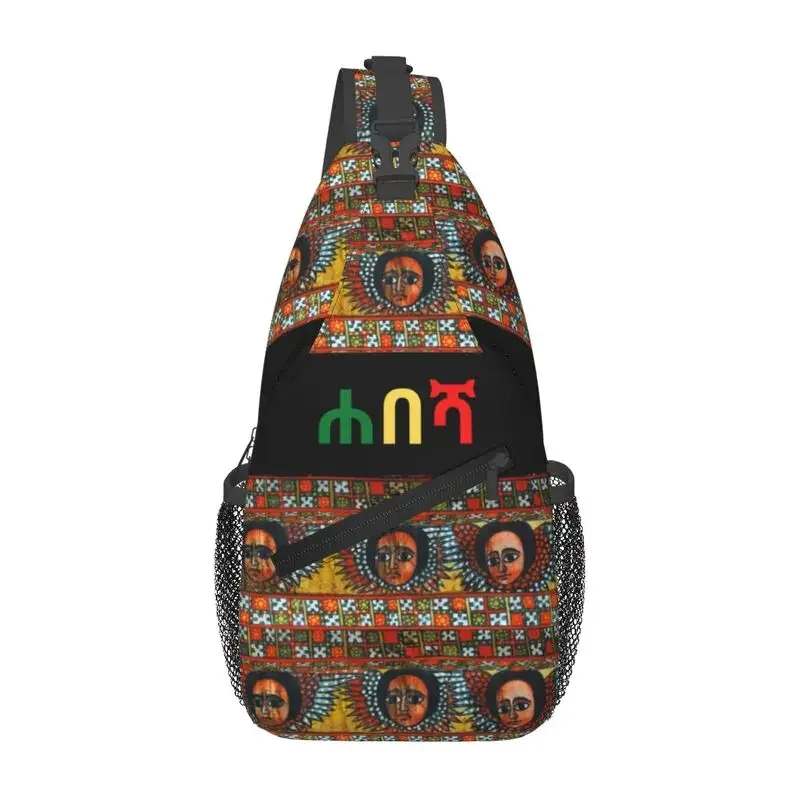 

Custom Fashion Ethiopian Habesha Art Sling Crossbody Backpack Men Shoulder Chest Bags for Traveling