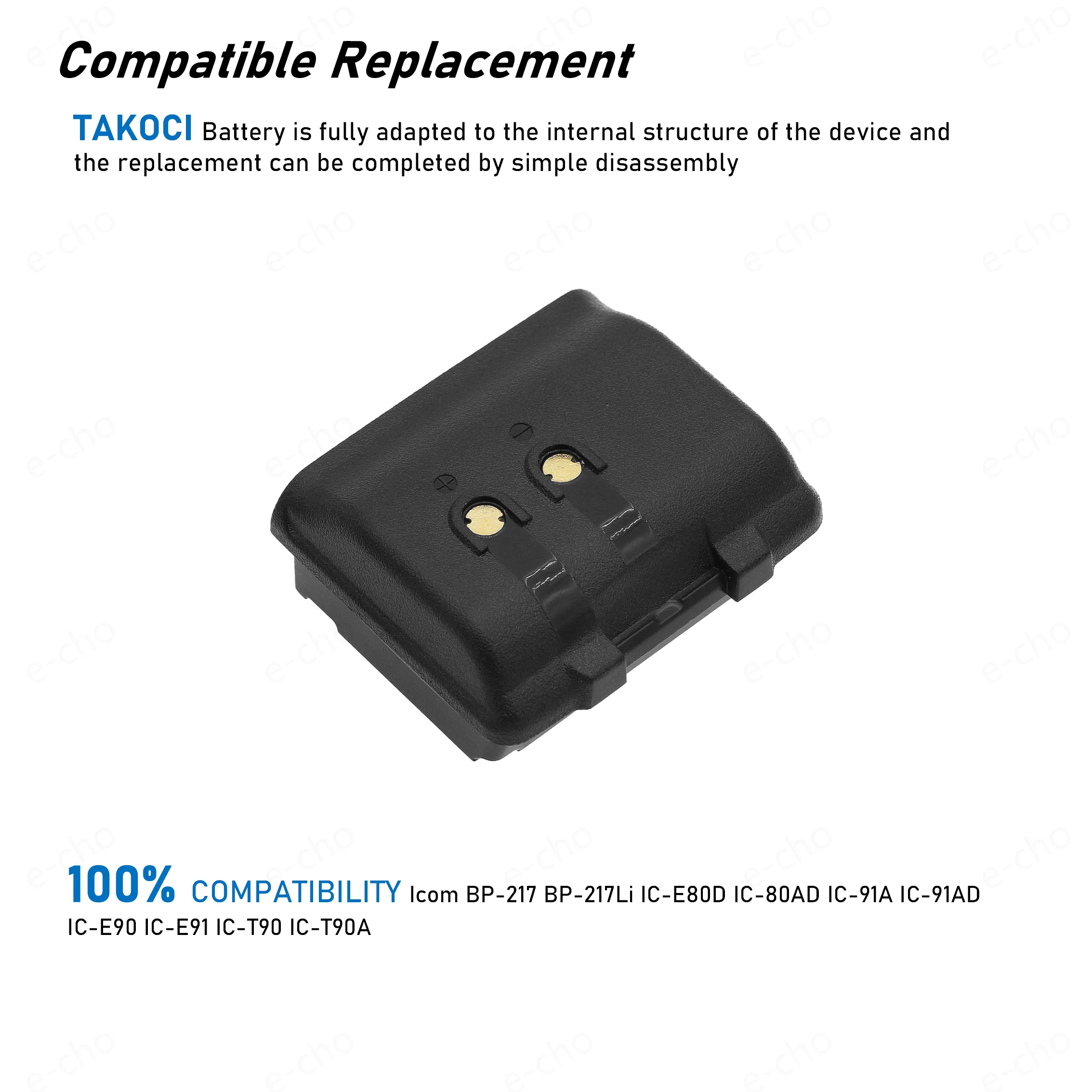 Replacement Battery for Icom  IC-80AD, IC-91A, IC-91AD, IC-E80D, IC-E90, IC-E91, IC-T90, IC-T90A, IC-T90E, IC-T91