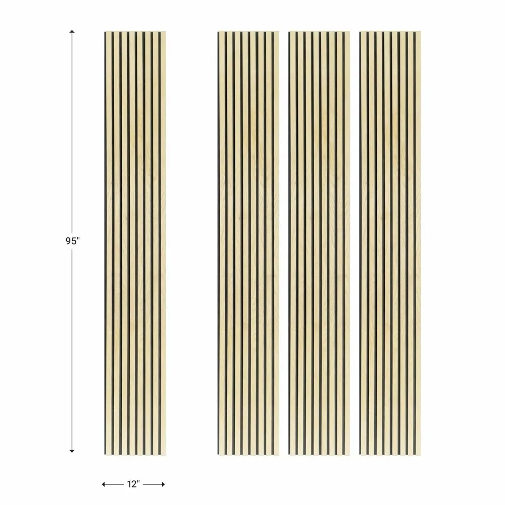 Houten Panelen Voor Muur-Eiken Akoestische Wandpanelen-4pk Muurhout-94.49 "X 12"-Geluiddicht Hout