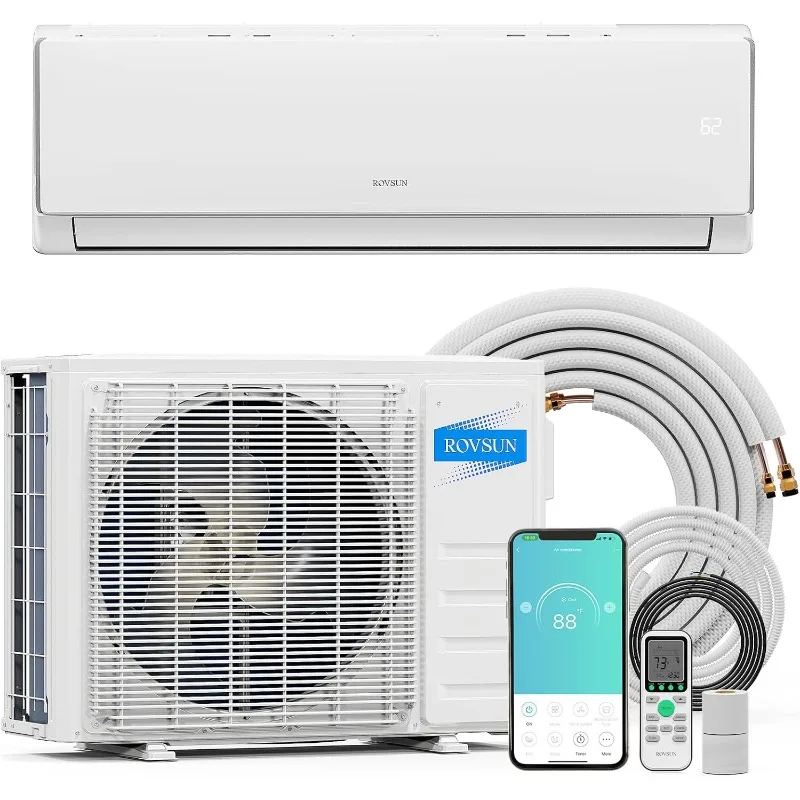 11500 BTU Wifi Enabled Mini Split Air Conditioner & Heater, 17 SEER2 230V Inverter Ductless Wall AC Unit