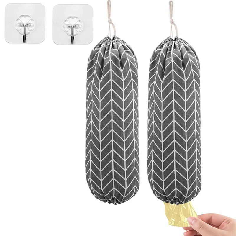 Kitchen Garbage Bag Storage Bag Washable Grocery Bag Wall Hanging Easy Extraction Plastic Bag Storage Hanging Bag