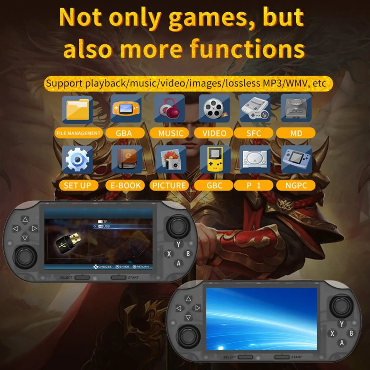 Punctual- SF3000HD Handheld Game Console 64GB 20,000+ Games 4.5-Inch IPS Screen Supports TV-Out E-Reader Multiple Simulators A