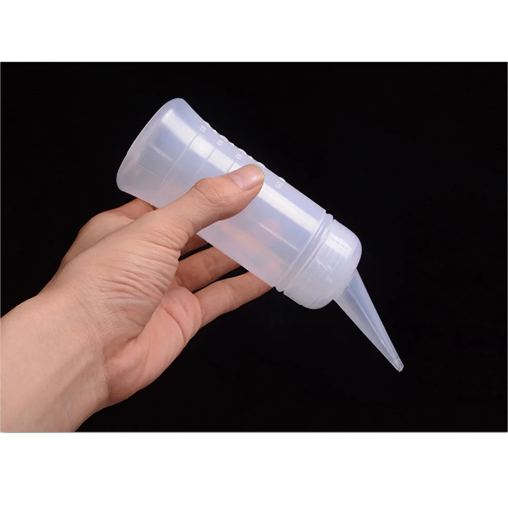 

5pcs Plastic Shampoo Bottle With Scale Oblique Mouth Leak Proof Squeeze Applicator For Hair Dye Perm Treatment Lab Use Empty