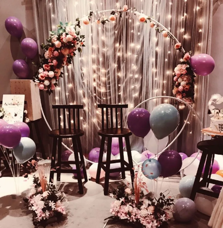 

Square Base Circle Wedding Arch Background Mariage Birthday Party Decoration Balloon Shelf DIY Iron Round Backdrop Stand For