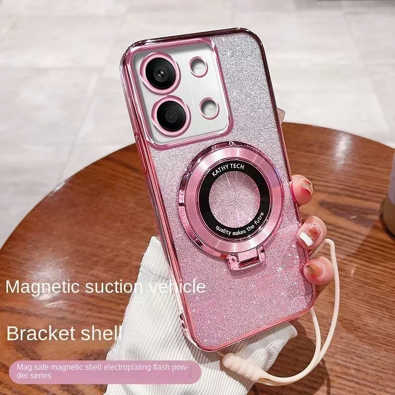 Для Xiaomi POCO M6 Pro 4G чехол с мягким блеском и кольцевой подставкой, тонкая защитная задняя крышка для POCO M6 M6Pro, чехол для телефона