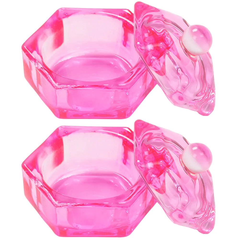 2 個ピンククリスタルモノマーディッシュガラスダッペンカップアクリル液体保管用ネイルサロンツールネイルアクリル用品