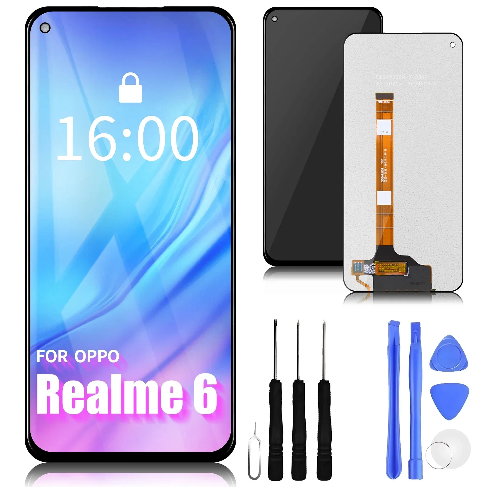 

ЖК-дисплей 6,5 дюйма для Oppo Realme 6 LCD RMX2001 LCD кодирующий преобразователь сенсорного экрана в сборе для Realme 6S LCD RMX2002, Замена ЖК-дисплея